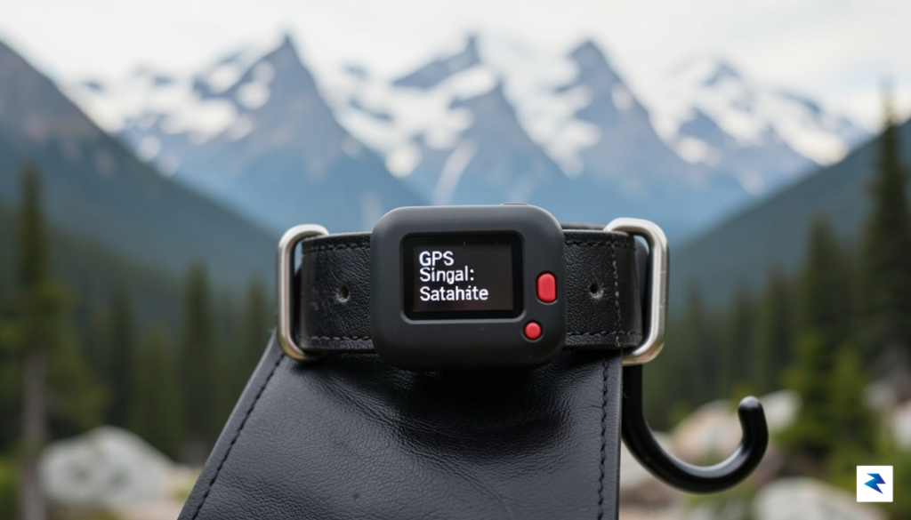 A close-up shot of a rugged, waterproof GPS pet tracker&hellip;