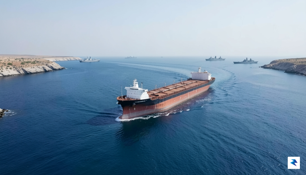 An aerial view of a large oil tanker navigating the&hellip;