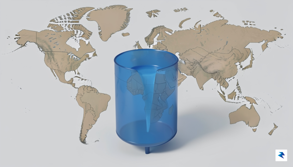 A digital visualization showing a downward trend line of global&hellip;