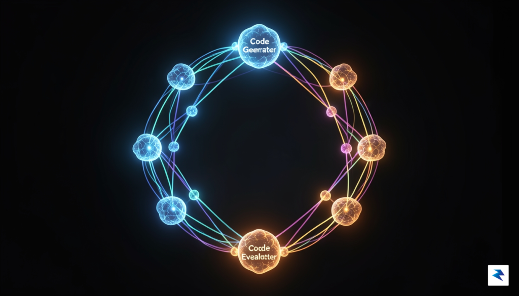 A conceptual digital illustration showing a circular feedback loop of…