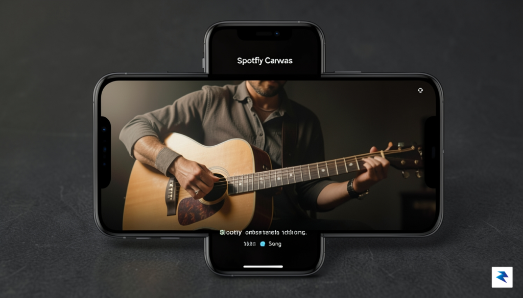 A close-up of a smartphone screen displaying an artistic, atmospheric…