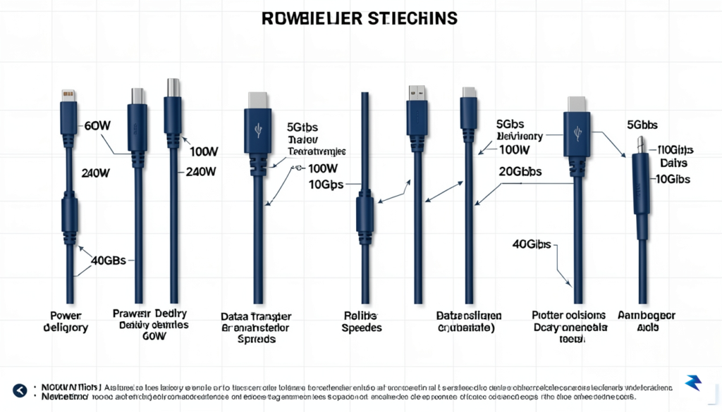 A diagram illustrating different USB-C cable types, showing power delivery&hellip;