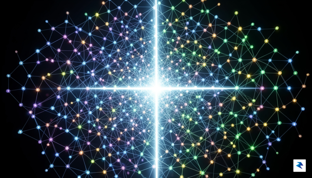 A complex, abstract visualization of a tangled web of 768&hellip;