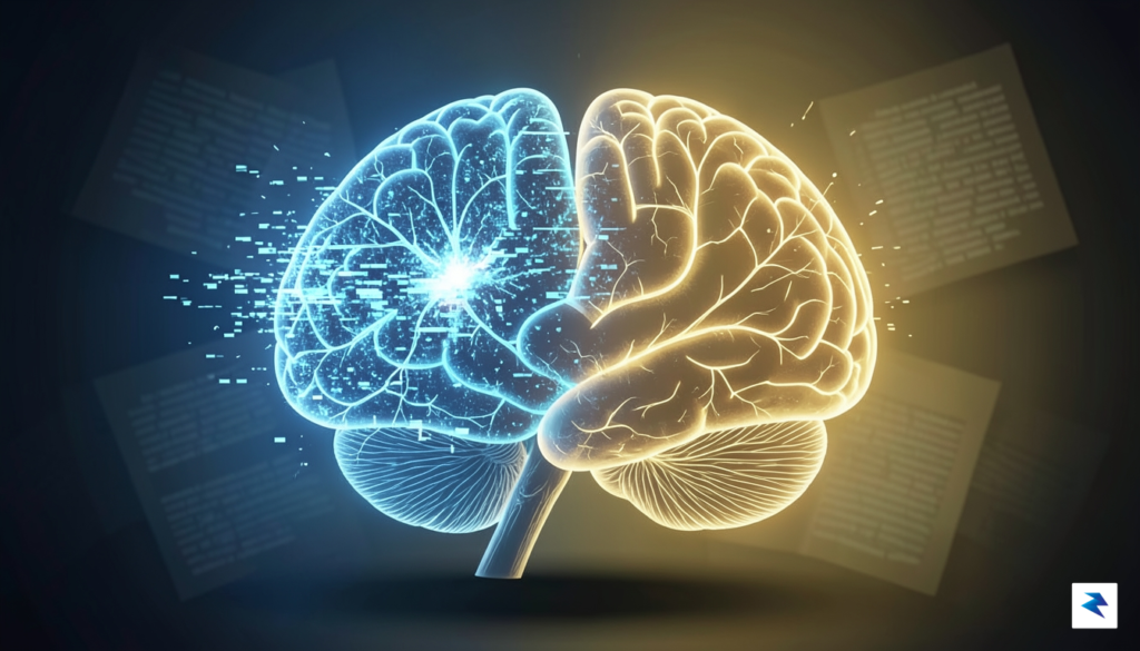 An artistic, high-resolution conceptual illustration of a human brain glowing&hellip;