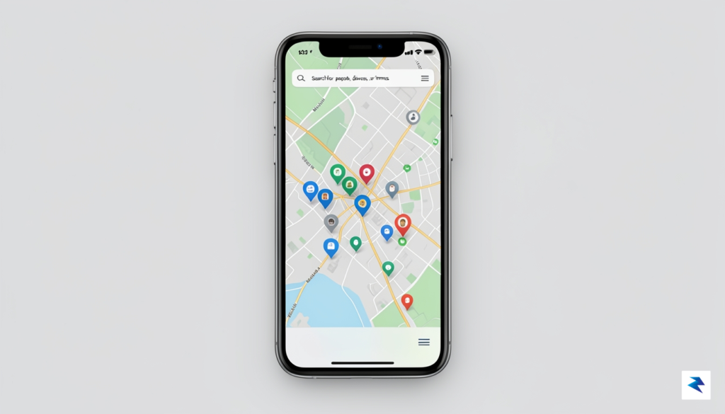 A smartphone screen showing the Apple Find My interface with&hellip;