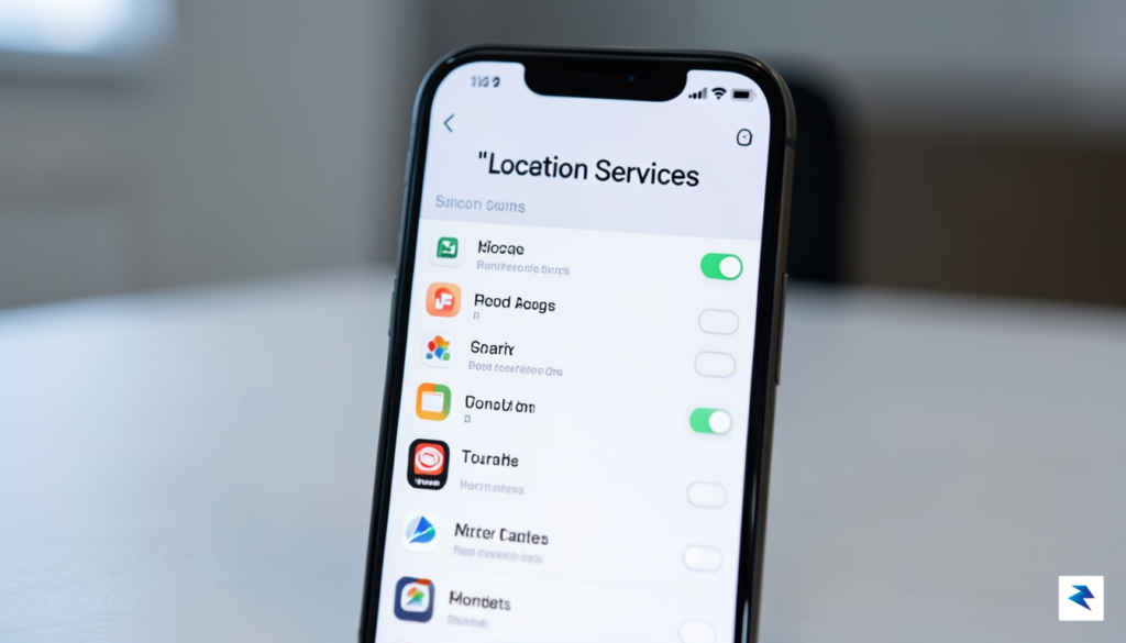 A close-up view of a smartphone screen showing the 'Location&hellip;