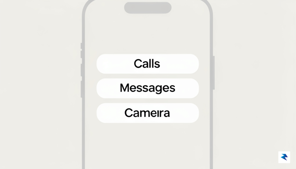 A minimalist iPhone screen display showing Assistive Access mode, featuring…