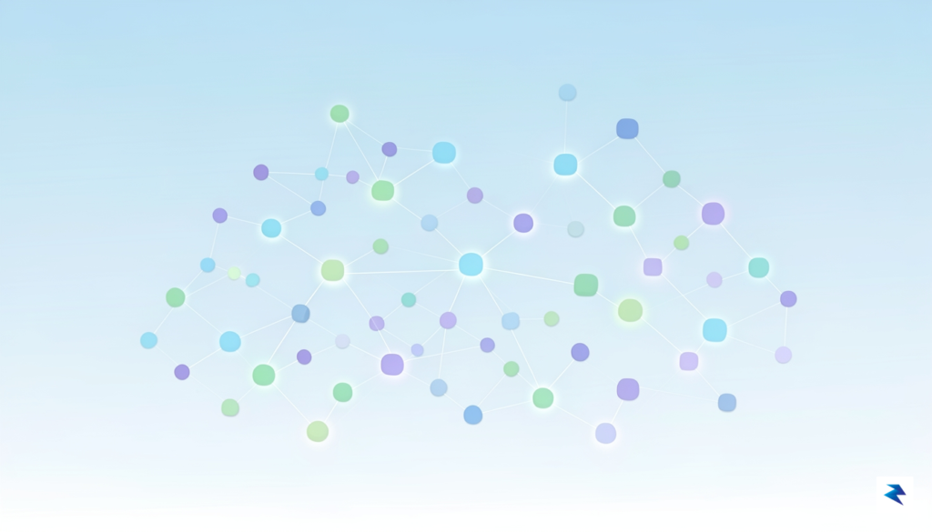 A minimalist, clean illustration of a digital garden where small,&hellip;