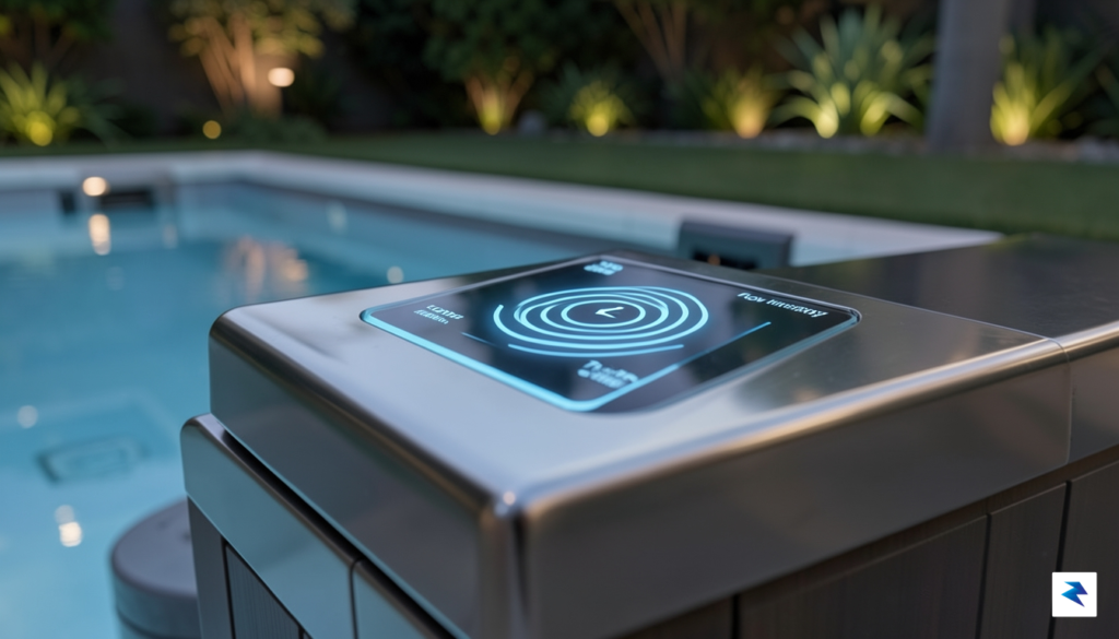 A close-up, high-resolution shot of a waterproof, digital touch-control interface&hellip;