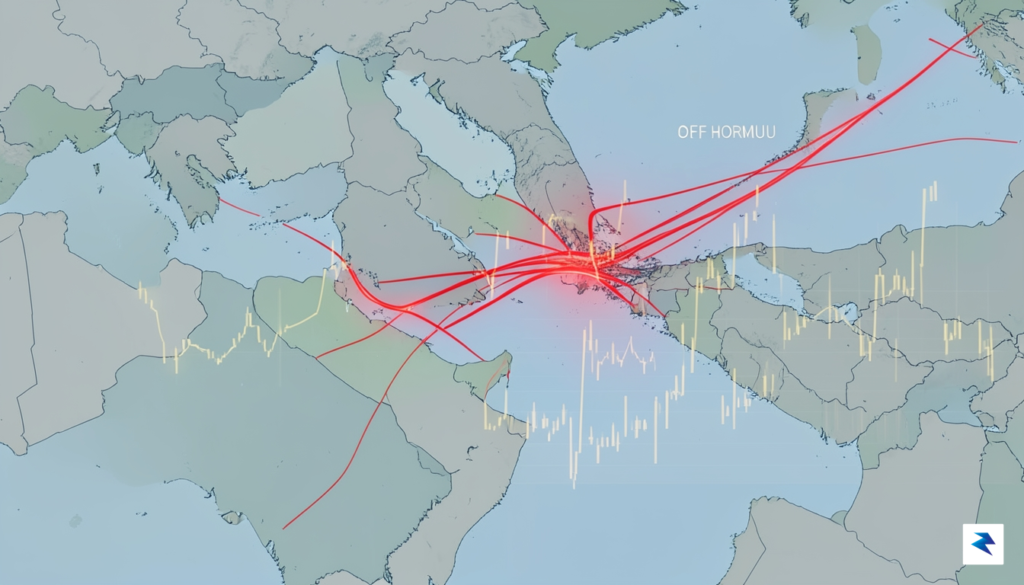 A digital map of the Middle East highlighting the Strait…