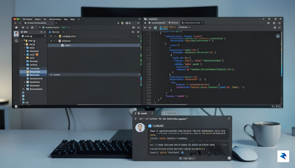 A modern software engineer's IDE screen showing a split-view of…