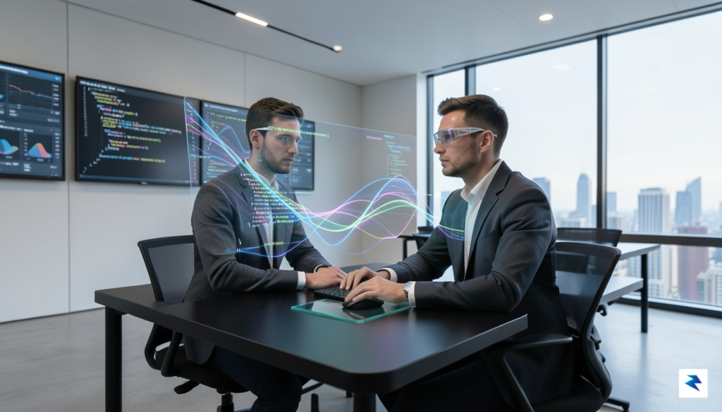 A modern, sleek office environment featuring a software engineer looking&hellip;