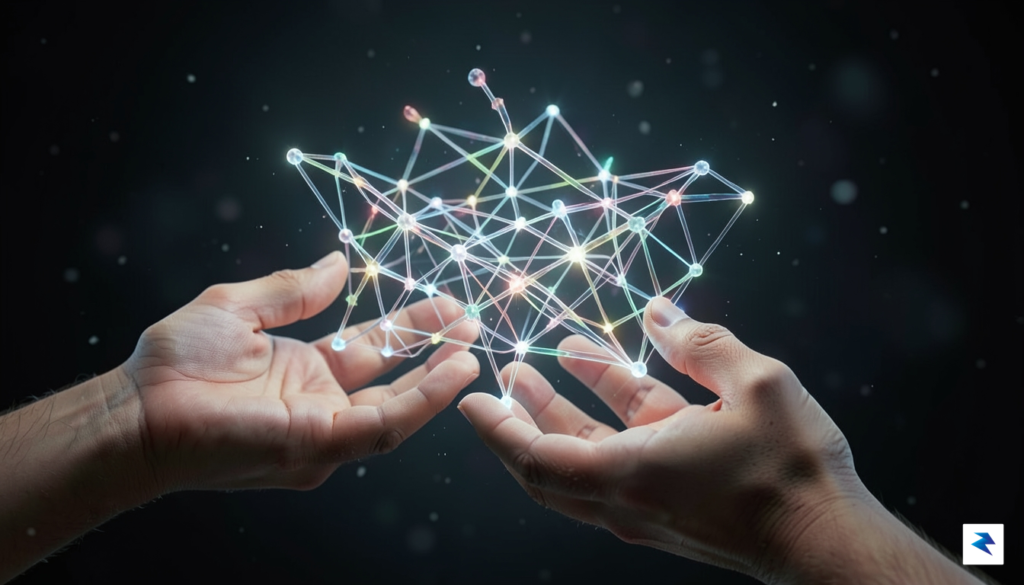 A conceptual digital illustration of a complex, glowing neural network&hellip;