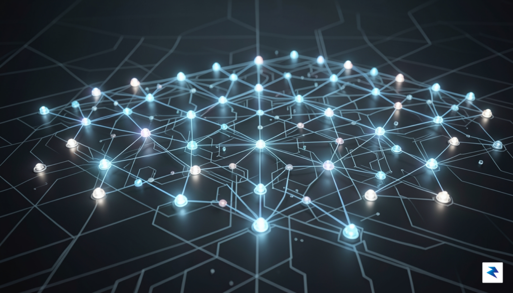 A digital visualization of a neural network nodes glowing with&hellip;