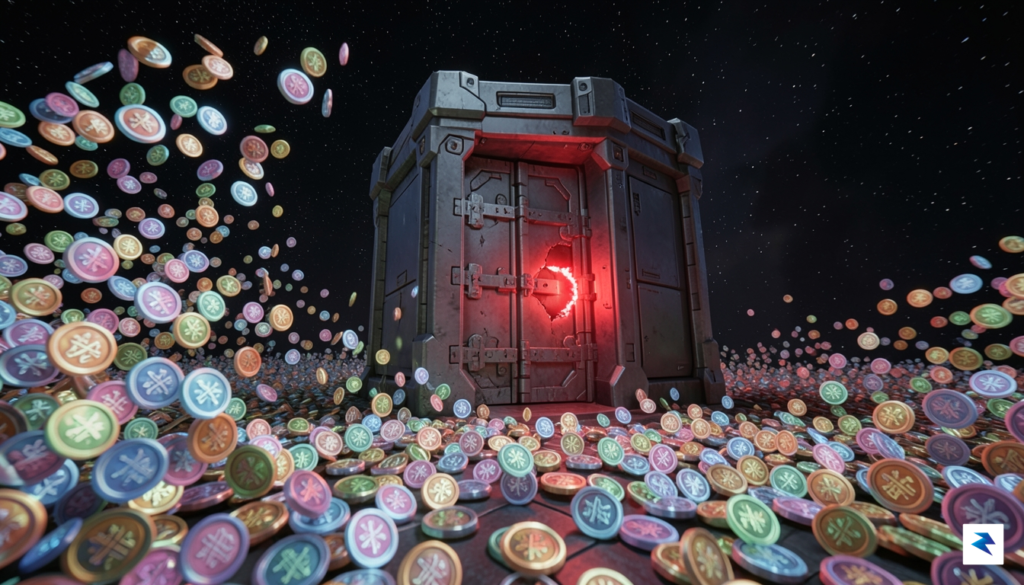 A digital visualization showing a massive cluster of glowing tokens&hellip;