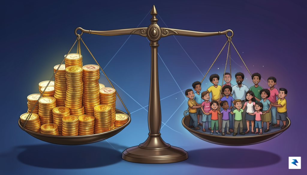 A digital illustration showing a balance scale weighing a heavy&hellip;