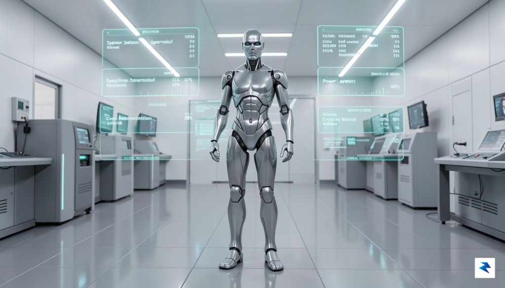 A conceptual digital render of a sleek, metallic humanoid robot&hellip;