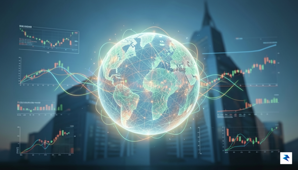 A conceptual illustration showing a digital, glowing globe interconnected by&hellip;