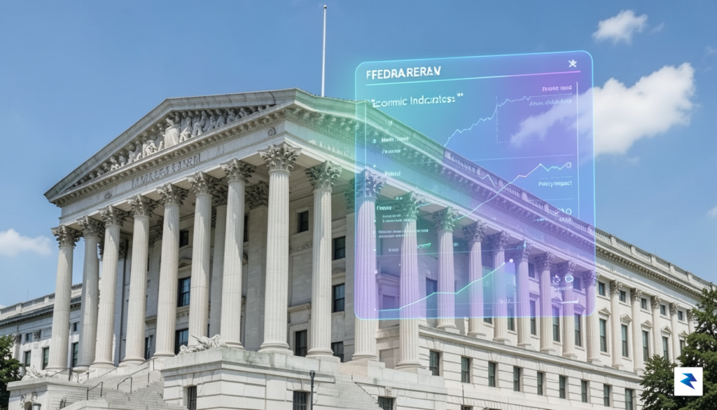 A conceptual digital illustration showing a high-tech, glowing analytical dashboard…