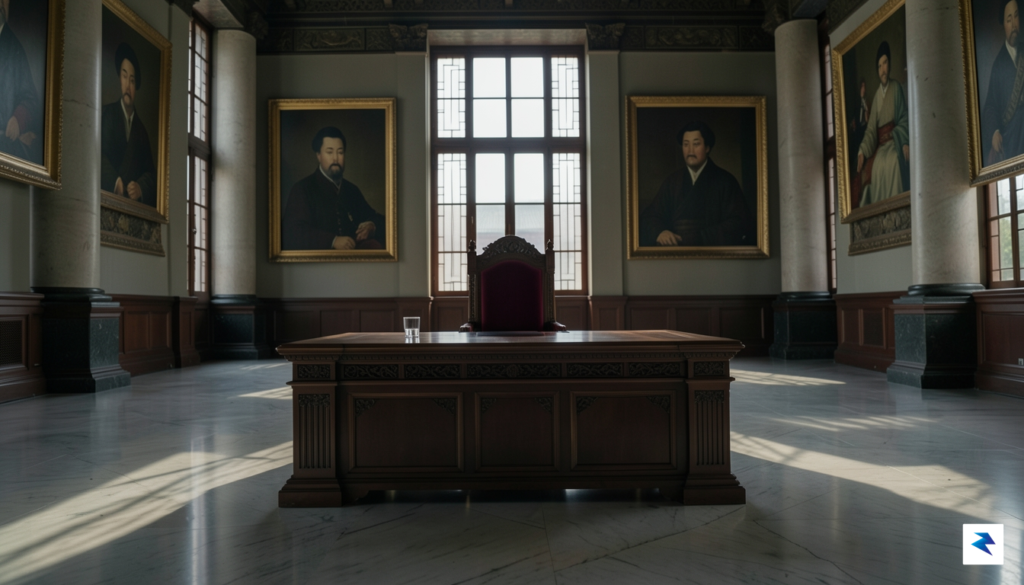 A somber, high-resolution photograph of the Great Hall of the…
