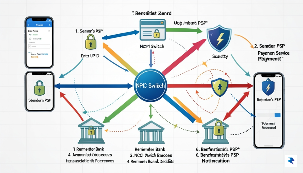 A detailed diagram showing the flow of a UPI transaction,&hellip;