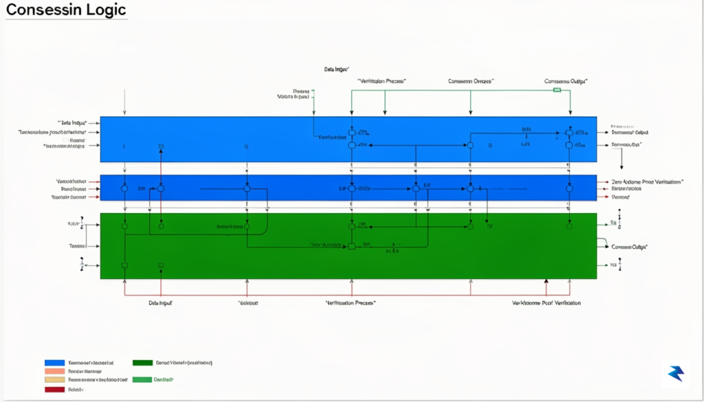 A technical schematic diagram showing a modular blockchain architecture with…