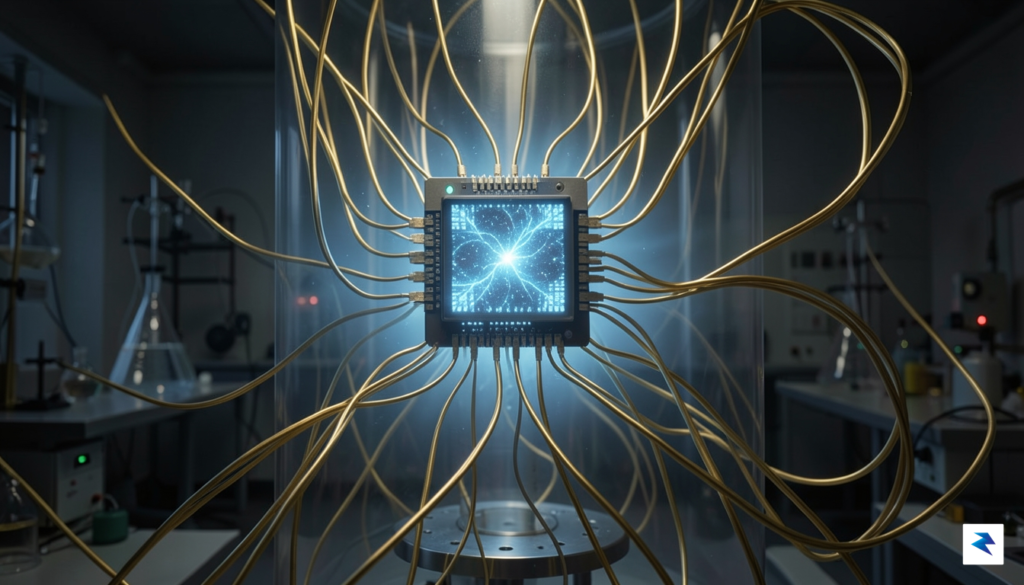 A conceptual representation of a quantum processing unit (QPU) inside&hellip;