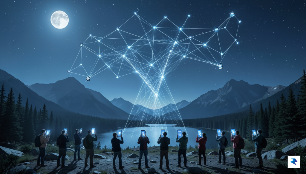 A conceptual digital illustration showing a constellation of Starlink satellites&hellip;