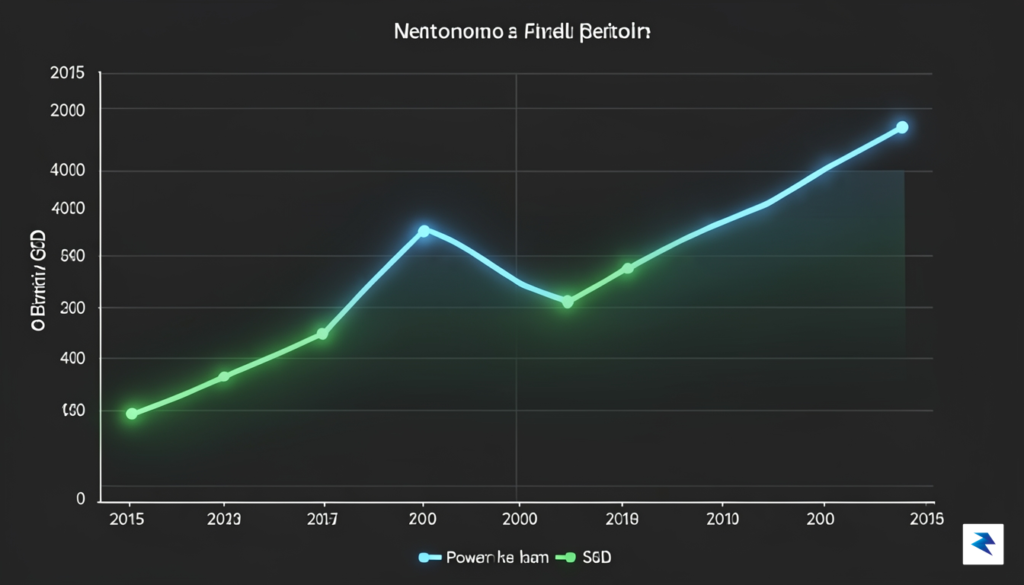 A sleek, professional data visualization showing a logarithmic chart of…