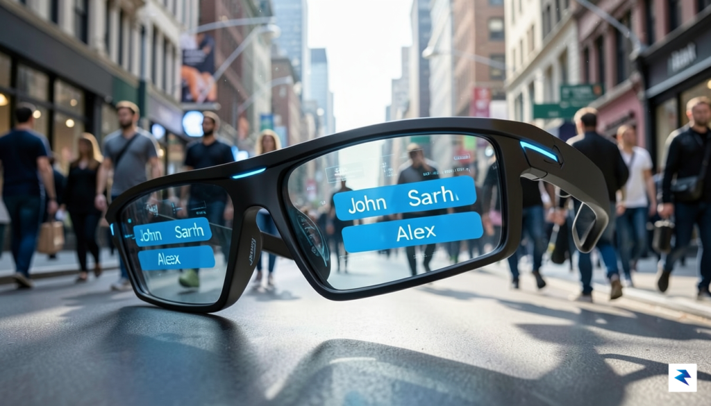 A conceptual digital art piece showing a pair of smart…