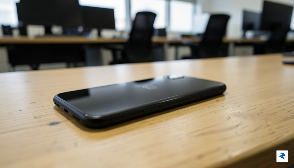 A close-up, high-resolution photograph of a modern OnePlus smartphone resting…