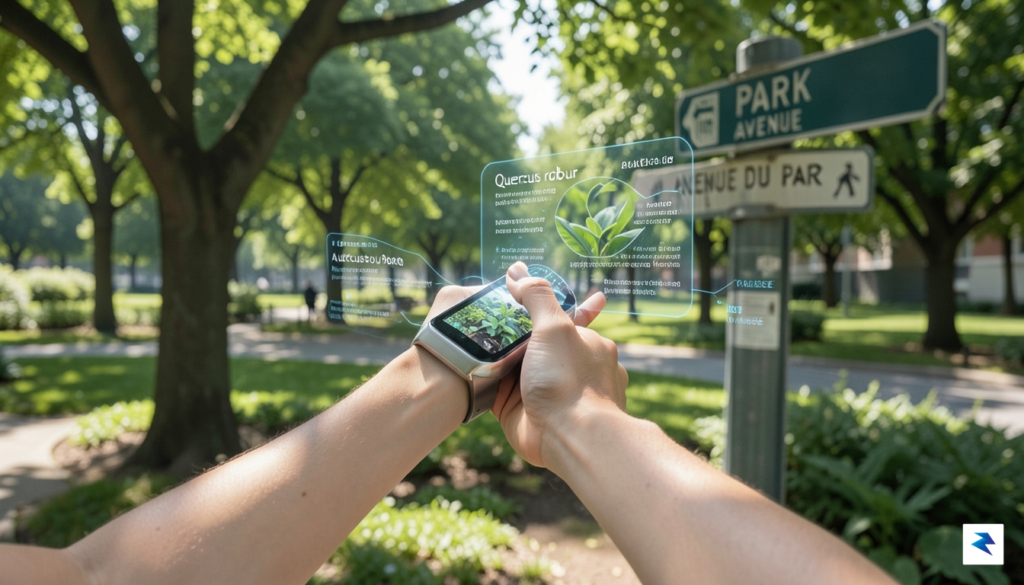 A person wearing an advanced, sleek smartwatch interacting seamlessly with&hellip;