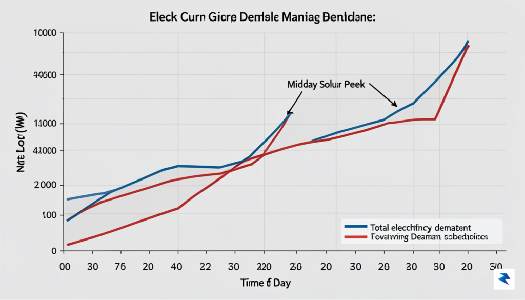 A technical diagram showing the 'duck curve' phenomenon, with a&hellip;