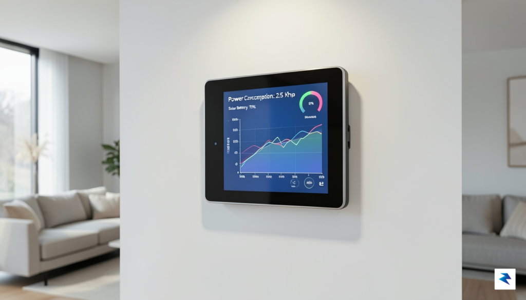 A modern home interior showing a sleek, wall-mounted smart energy&hellip;