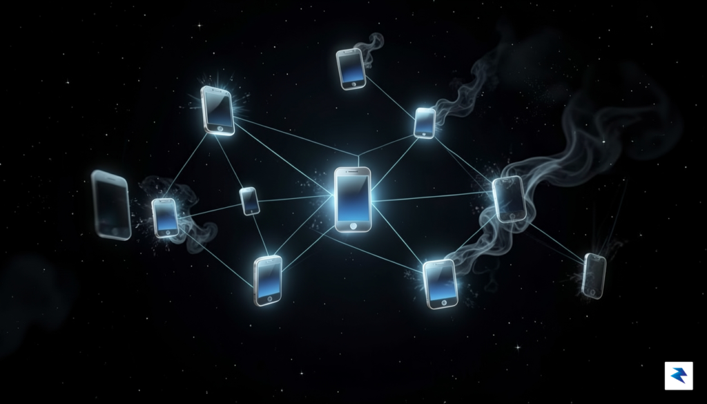 A conceptual digital illustration showing a series of glowing, interconnected&hellip;