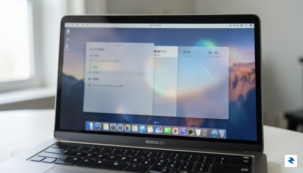 A high-resolution, close-up shot of a modern M3 MacBook Pro…