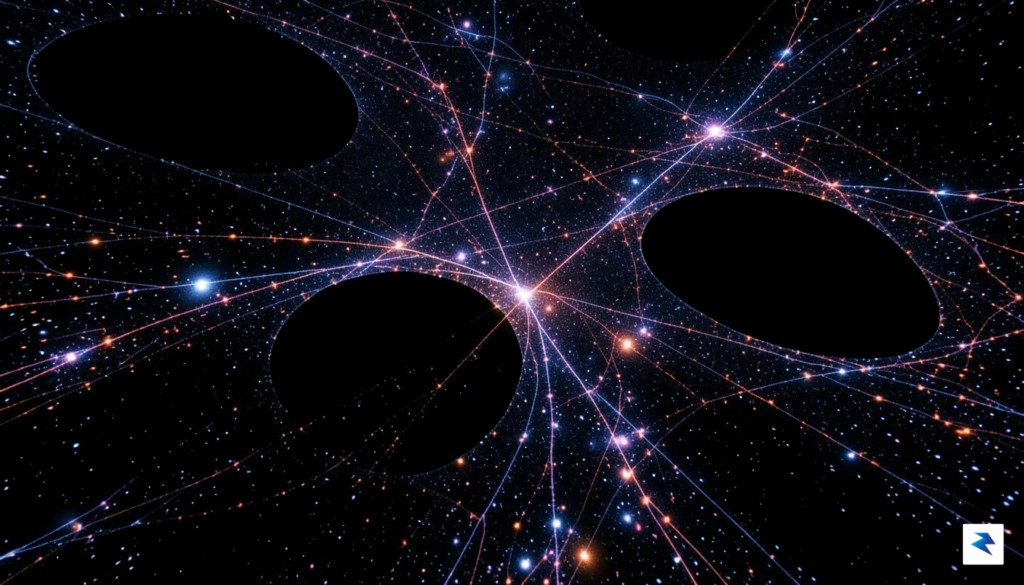 A breathtaking wide-angle visualization of the cosmic web, showing glowing&hellip;