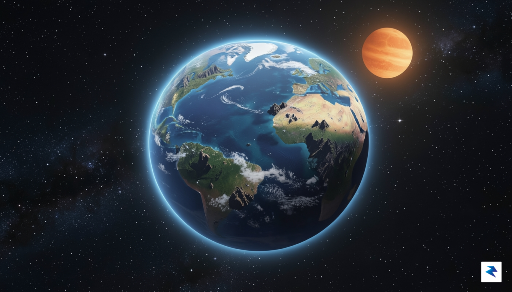 A digital illustration showing a rocky exoplanet with a glowing,…