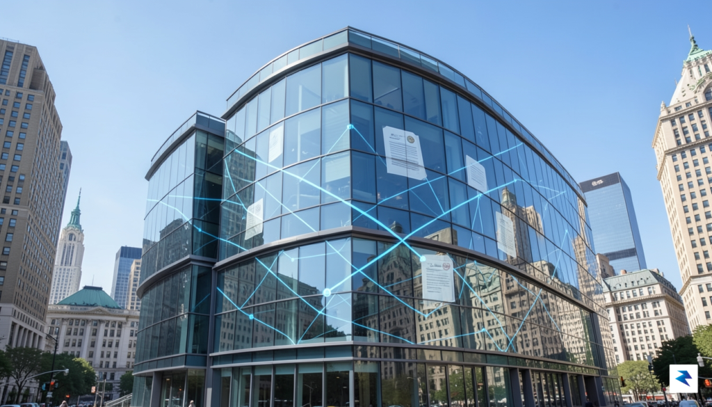 A modern, high-tech glass office building exterior in Washington D.C.&hellip;
