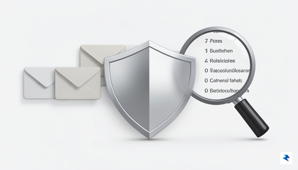 A clean, minimalist graphic showing a digital shield icon protecting…