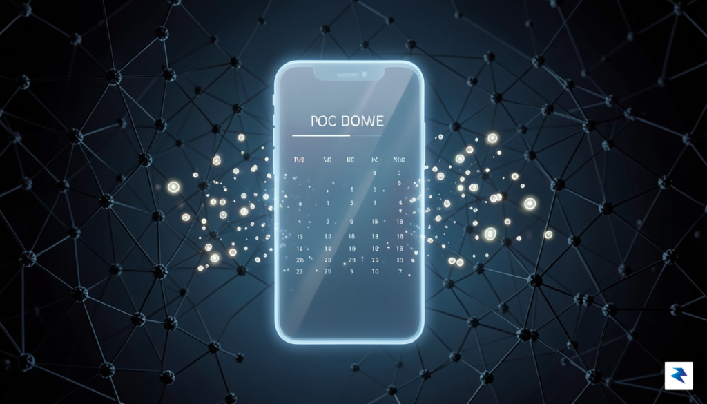 A conceptual digital illustration showing a translucent smartphone screen displaying…