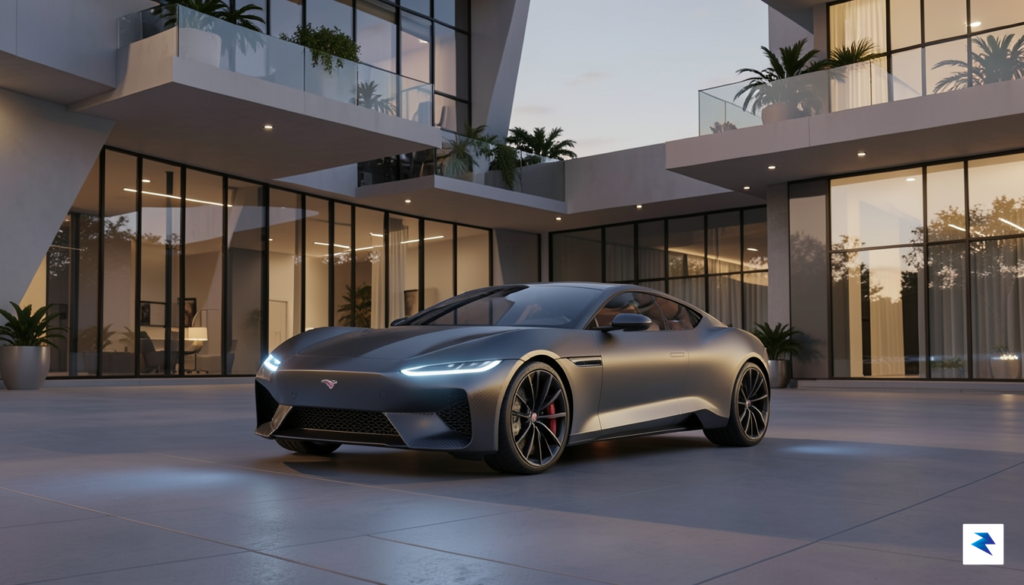 A conceptual, high-definition shot of a futuristic, minimalist Jaguar concept&hellip;