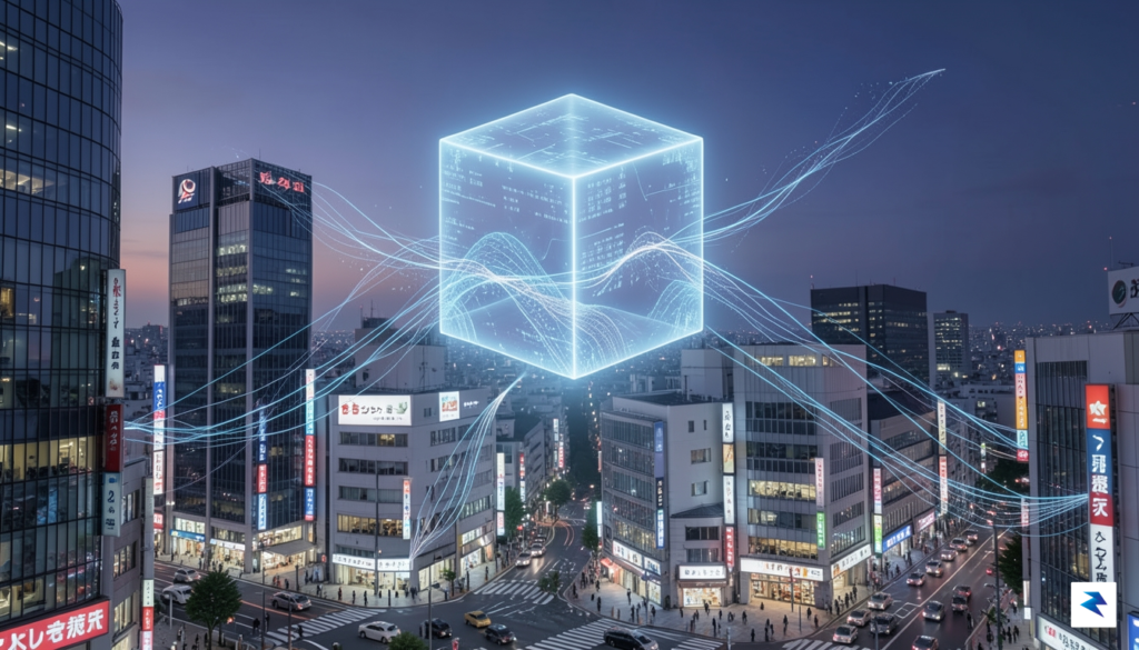 A conceptual digital art piece showing a glowing, transparent cube&hellip;