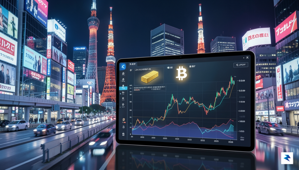 A conceptual illustration showing a diverse investment portfolio on a…
