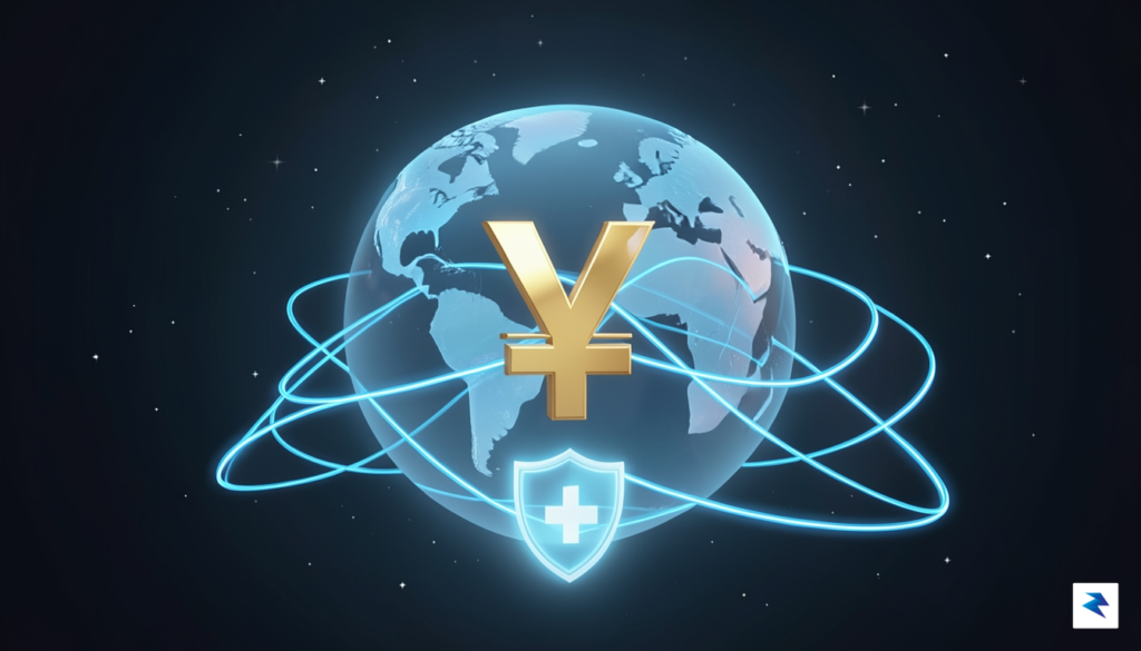 A conceptual digital illustration showing a translucent globe connected to…
