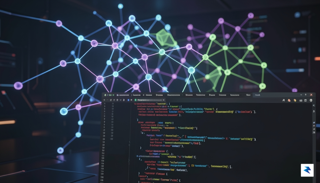 A conceptual digital visualization of a glowing, structured neural network&hellip;