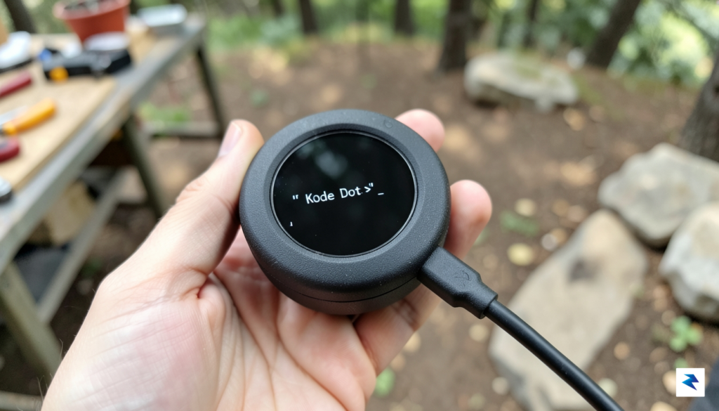 A close-up, high-angle shot of the Kode Dot device in&hellip;