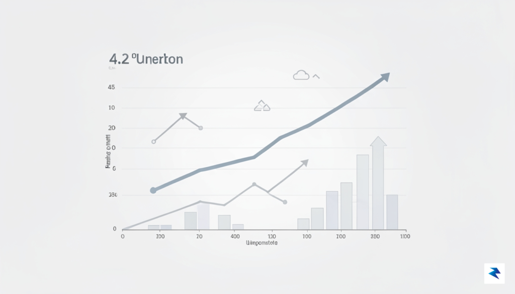 A modern, minimalist chart visualization showing a steady, balanced line…