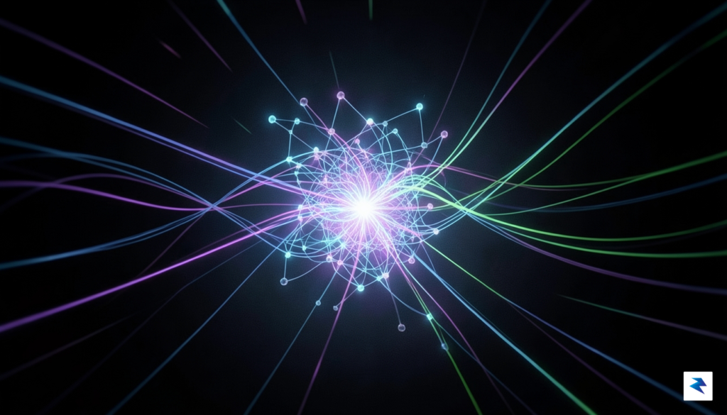 A sleek, abstract visualization of a neural network being compressed…