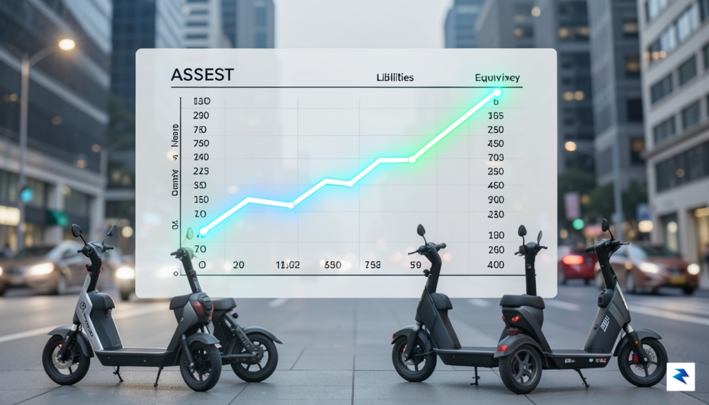 A conceptual digital illustration showing a clean, modern financial balance…